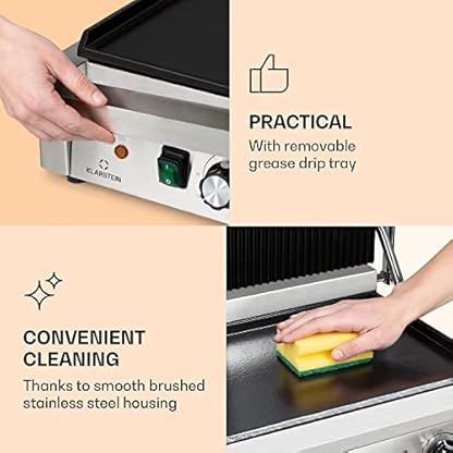 Klarstein Grillexpress Kontaktgrill Paninimaker - 2x1800W Edelstahl Gusseisen, LED-Anzeige, 50-300 °C, 8 mm starke… – Bild 8