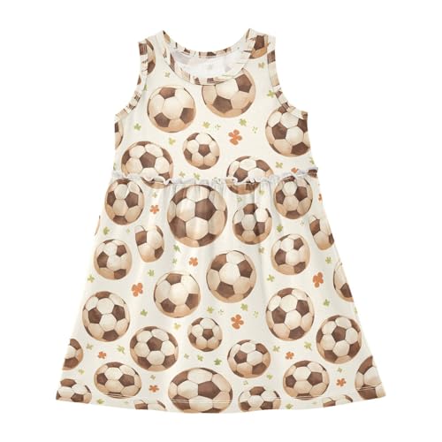 KLL Watercolor Brown Football Girl Dresses Cute Sundress Comfy Outfits Sleeveless