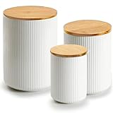getstar Flour Sugar Storage Containers, Ceramic Canisters Sets for the Kitchen Countertop with Airtight Lids, Coffee Tea Sugar Container Set of 3