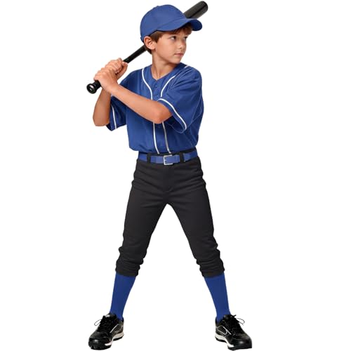 Boys Baseball Pants Youth Girls Softball Pants Toddler Kids Tee Ball Pant (Black 8-9 Years)