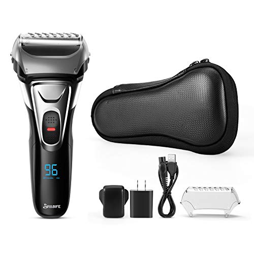 Elektrorasierer Herren mit LED-Display, Elektrorasierer mit Pop-Up-Rückentrimmer, Männer schnurloser Rasierer mit wiederaufladbarem USB-Kabel, nass und trocken verwendbar (schwarz) Cover