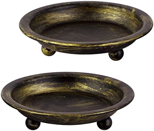 BHSKJSZ Retro Iron Plate Candle Holders Set of 2,Metal Candle Holders for Pillar Candles Table Décor,Home Décor,Church,Wedding Dinning Party