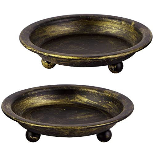 BHSKJSZ Retro Iron Plate Candle Holders Set of 2,Metal Candle Holders for Pillar Candles Table Décor,Home Décor,Church,Wedding Dinning Party