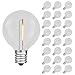 Novelty Lights 25 Pack G50 LED Light Bulbs, E17 C9 Intermediate Screw Base Shatterproof Outdoor String Lights Clear Globe Bulbs, Edison Light Bulbs for Patio Decor, Warm White, 0.6 Watt