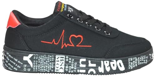 TPbaeke Women Letter Graphic Lace-Up Front Canvas, Women's Low Top Shoes | Wide Athletic Tennis Sneakers with Rubber Outsole(Soft and Breathable)4