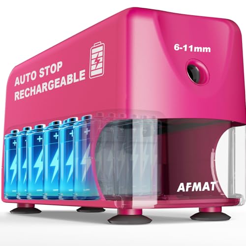 Taille-crayon électrique automatique AFMAT rose 2 secondes pour crayons 6-11mm