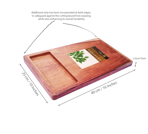 Image of Hutson Sheesham Wood Cutting Board 16 Inch Prep Board with Bowl Slot - Reversible Wooden Chopping Board