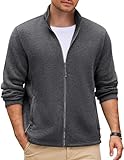 COOFANDY Fleece Jacket Men Zip Up Lightweight Fall Jackets Warm Coat with Pockets for Outdoor Hiking,Dark Gray,S