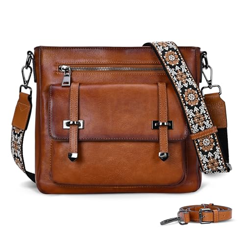 Image of Iswee Soft Leather Crossbody Bags for Women Shoulder Handbags Multi Pockets | Travel Purse with Adjustable Strap Medium Size Organizer Designer Pocketbooks with Adjustable Strap