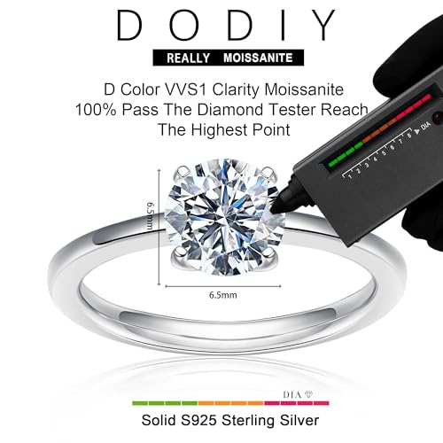 Moissanite Rings for Women - 1-3ct Round D Color VVS1 Clarity S925 Sterling Silver Lab Created Diamond Engagement Rings 4 Prong Knife Edge Moissanite Solitaire Rings for Women Wife Gifts2