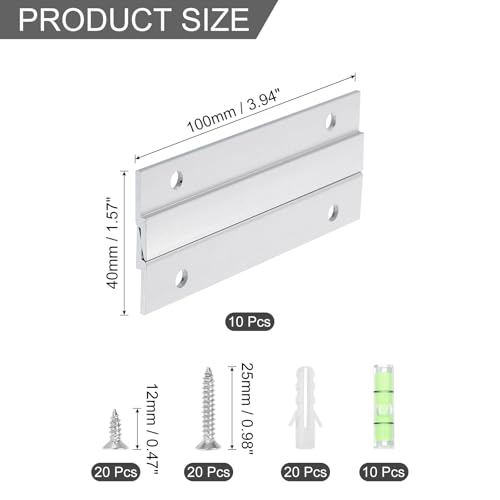 Image of uxcell 10 Pair French Cleat Picture Hanger, 4 Inch Heavy Duty Aluminum Z Bar Clip Interlocking Wall Mounting Bracket Hanger Kit for Hanging Mirror Picture Shelf