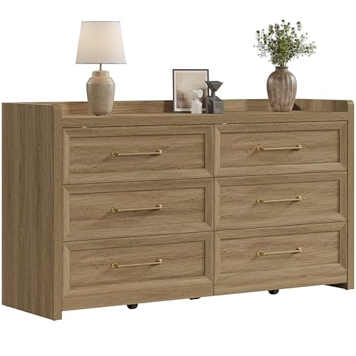 SICOTAS 6 Drawer Dresser for Bedroom-56.4" Extra-Wide Wooden Chest of