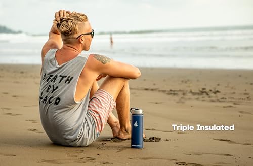 Image of HYDRO CELL Stainless Steel Insulated Water Bottle with Straw - For Cold & Hot Drinks - Metal Vacuum Flask with Screw Cap and Modern Leakproof Sport Thermos for Adults (Navy 18oz)