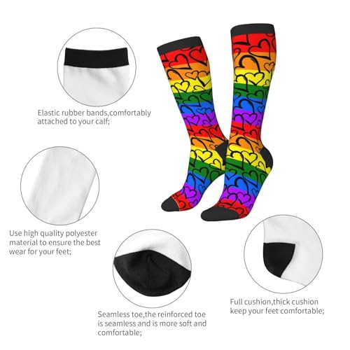 ThAyLa Rainbow Gay Pride Compression Socks For Women Men Long Socks Soft Compression Socks For Running4