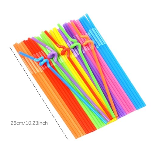100 pitillos flexibles de plástico para fiesta miniatura 2