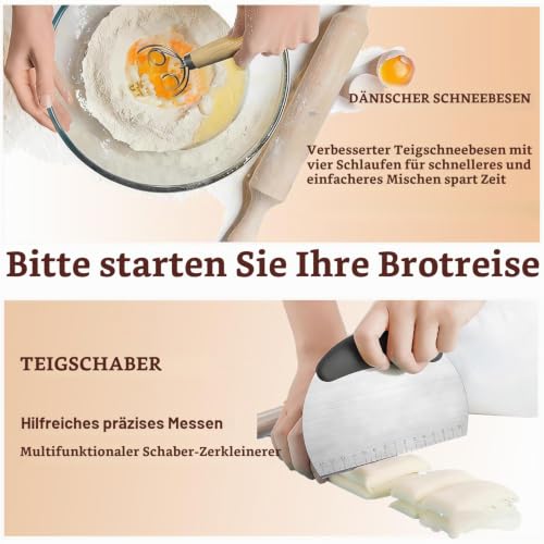 Sauerteig Starter Set Brot backen Zubehör mit Gärkörbchen & 650ml Gärglas – Ansicht 4