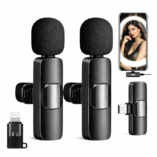 Image of K9 Dual Wireless Lavalier Microphone for All Smartphones | Noise Cancellation Dual Mic Set with Receiver for Recording Interviews, Vlogs, YouTube, Reels