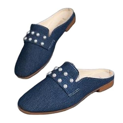 Mules plates en denim pour femme RXZCHH Purubylley à bout rond