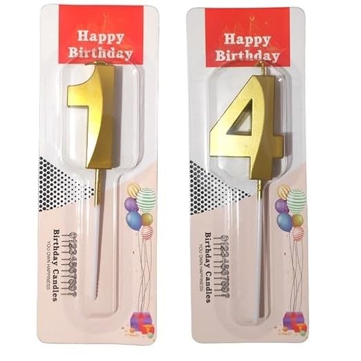 Image of ToyUniverse Gold Number 14 3D Candle - Pack of 2 for Birthdays, Anniversaries & Parties