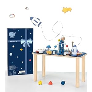 Wooden Activity Table, Baby Activity Cubes for Kids, Toddler Sensory Table, Baby Standing Activity Center, Play Table with Stacking Toys, Bead Maze, and Gears for 1 Year Old Boys Girls