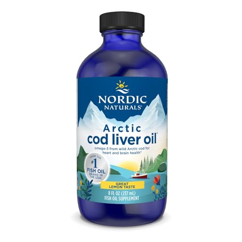 Nordic Naturals Arctic Cod Liver Oil, Lemon - 8 oz - 1060 mg Total Omega-3s with EPA & DHA - Heart & Brain Health, Healthy Immunity, Overall Wellness - Non-GMO - 48 Servings