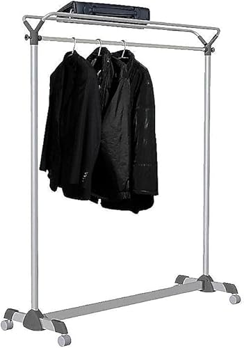 Miniatura 3 de Alba Perchero móvil de doble cara de alta capacidad con 3 perchas de metal y plástico, acero con detalles negros (PMGROUP3)