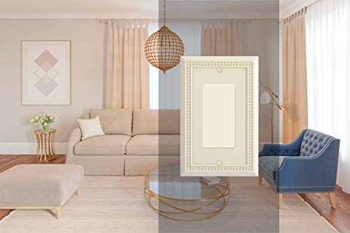 Image of Henne Bery Sunken Pearls Heavy Duty Decorative Wall Plate Switch Plate Outlet Cover (Single Decorator, 3 Pack, Light Almond)