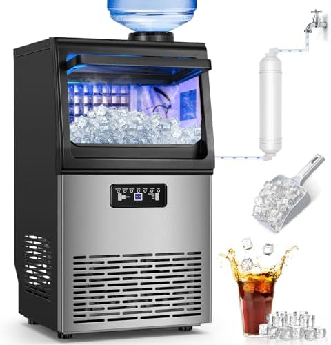 SOZT® Commercial Ice Maker Machine, 100Lbs/24H Stainless Steel Under Counter Ice Machine, 20Lbs Storage Capacity, Self-Cleaning Freestanding Ice Cube Maker for Home, Bar, Restaurant, Office