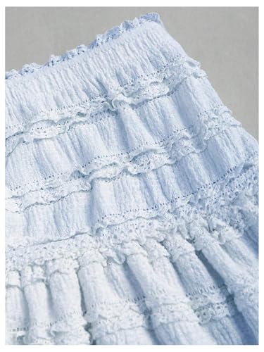 Women's Textured Lace Ruffle Layered Skirts High Waisted A Line Y2K Mini Skirt3