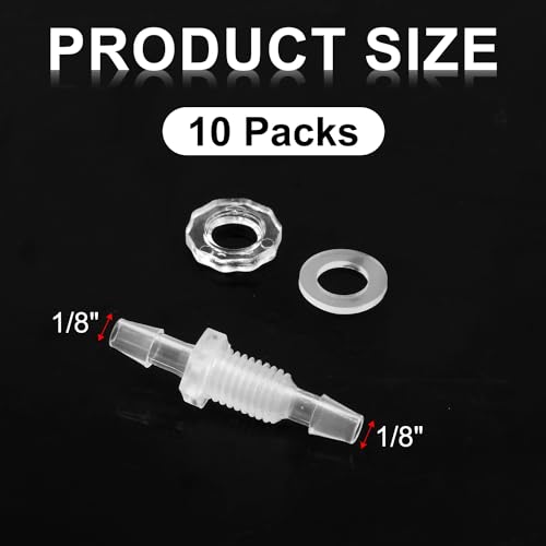 Peutier 122316 10 Packs 1/8 Inch Hose Barb Thru-Bulk Bulkhead Fitting Plastic Hose Barb Fittings thumb #1