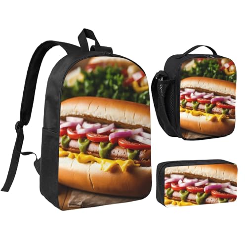 Sac à dos d'école 3 pièces EdWal avec boîte à déjeuner et trousse pour enfant