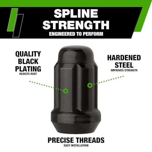Image of DPAccessories Lug Nuts Compatible with 2008-2020 Dodge Grand Caravan | Black Spline Style | Aftermarket Aluminum Wheels Only | Set of 20 Wheel Nuts & 1 Tool | DDOGRC05A-BK /1