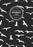  Notizbuch Blanko: Blanko Notizbuch A4 110 Seiten, Vintage Softcover, Weißes Papier - Dickes Notizheft, Skizzenbuch, Zeichenbuch, Blankobuch, Sketchbook; Motiv: Vogel Muster Vögel Schwalben