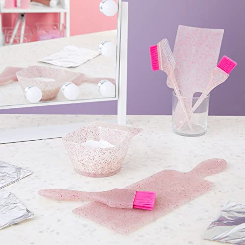 6-Piece Hair Coloring Kit With Brush, Mixing Bowl, And 2 Foiling Boards For Hair Dyeing And Highlighting, Hair Coloring, Tinting, And Bleaching Kit For Women And Girls (Pink) #TOP1