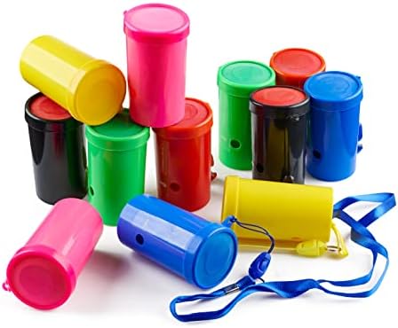 Air Blaster Horns in Assorted Colors Fun Stadium Noisemakers - 3 Inch Mini Air Horn Whistles (Pack of 12)