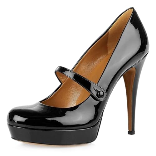 YDN Women Sexy Round Toe Platform Pumps Stiletto High Heel Mary Janes Elegant Prom Wedding Party Dress Shoes Size 4-16 US