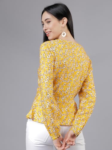 Image of Tokyo Talkies Women's Long Sleeves V-Neck Printed Tops| Stylish Casual wear