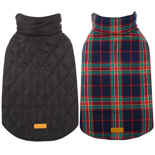 Kuoser Warm Dog Coat, Waterproof Dog Coats for X-Small Dogs, Adjustable Durable Doggie Winter Jacket Reversible Cozy Puppy Cold Weather Apparel from Small to Large Breed, Blue XS Blue X-Smal