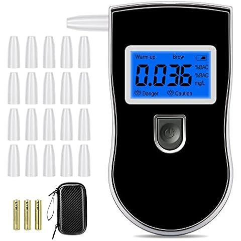 Winload Alcoholímetro Probador Digital Portátil con Pantalla LCD y 20 Boquillas Cover