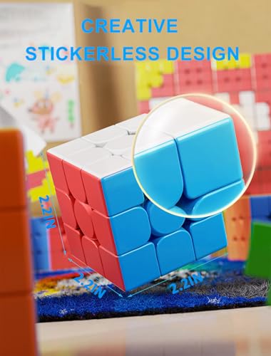 Image of CFMOUR 3x3 Speed Cube Set - Stickerless Magic Cubes 3x3x3 Bundle, 4Pack | Fast Turning, Birthday Party Easter Valentines Day Gifts, Puzzle Game Brain Toy for Kids and Adult