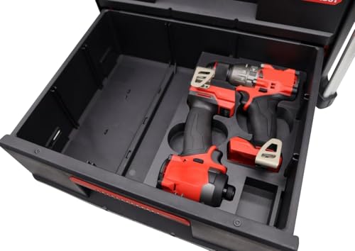 Kompatibel mit MILWAUKEE Packout 3D-gedruckter PLA+ Einsatz für M18 Gen4 Bohr- & Schlagschrauber | Organizer für 2-Schubladen Packout Passgenau robust & fertig geliefert