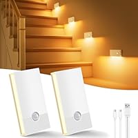 Swoieltr Luz Nocturna con Sensor de Movimiento, 2 Piezas Recargable Nocturna Infantil con 3 Modos, Luz Noche LED Luz Nocturna para Escaleras,Pasillo,Baño,Cocina, Habitaciones para niños,Blanco