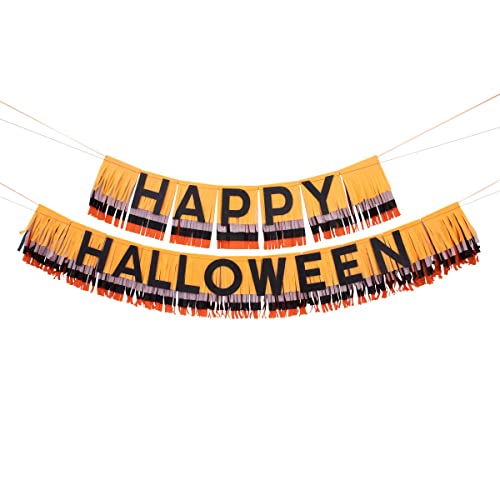 Image of Meri Meri Happy Halloween! Fringe Garland (Pack of 1), 9.75' Strand with Excess Cord, Reusable Halloween Garland Party Decorations
