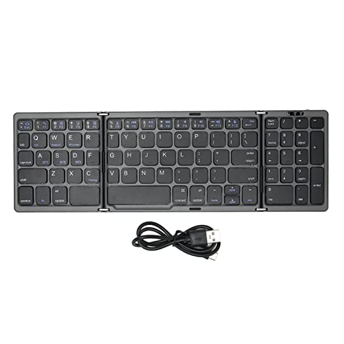 Ouitble Teclado Bluetooth Plegable con Teclado numérico 81 Teclas Teclado inalámbrico portátil Recargable para computadora portátil Tablet PC Smartphone Material ABS liviano