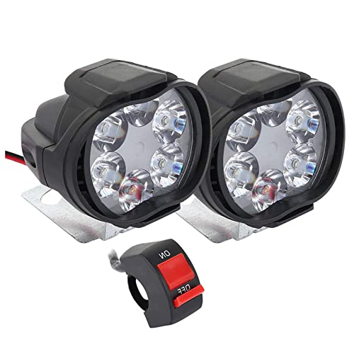 GOJEMA Phare Moto Feux Additionnels LED, 2Pcs Phares Avant Phares Supplémentaires pour Moto 12V Anti Brouillard Projecteur Spot avec Interrupteur pour Truck Moto Quad Scooter
