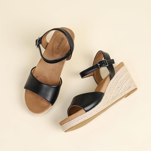 Image of Comfortable Women's Platform Espadrille Sandals Dressy Wedge Shoes Summer