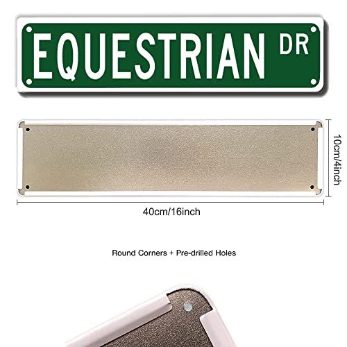 Ermuhey Equestrian Dr Street Sign, Equestrian Gift, Equestrian Wall Decor For Home Office Pasture Garage Man Cave Plaque Quality Metal Sign 16X4 Inch #TOP1