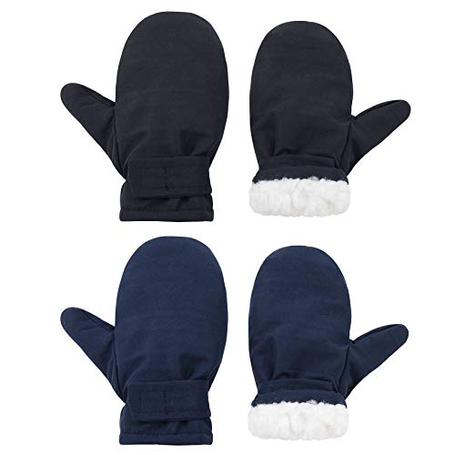 Durio Baby Mittens 12-18 Months Thick Baby Winter Mittens Fleece Lined Baby Boy Mittens Infant Mittens Black & Navy Waterproof 6-18 Months