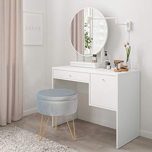 image for Elnsivo Velvet Storage Makeup Vanity Stool Footrest Ottoman Dressing U