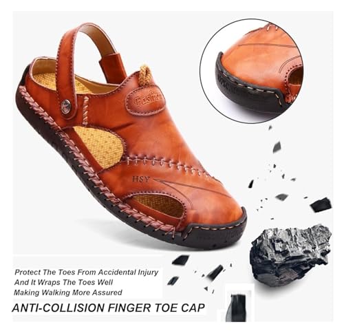 Large Size Soft Leather Men's Breathable Outdoor Sandals - Summer Beach Slip-on Slipper Slides for Hiking and Trekking4